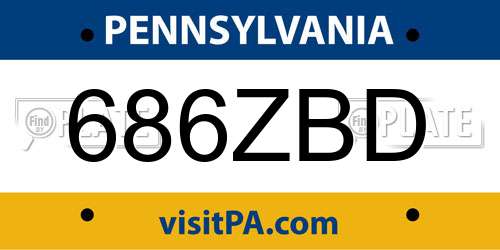 686ZBD Pennsylvania License Plate