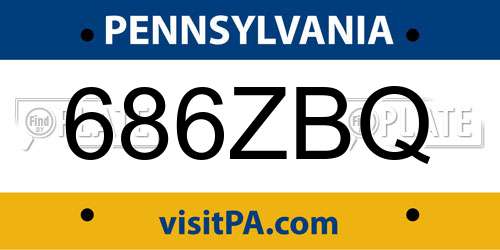 686ZBQ Pennsylvania License Plate