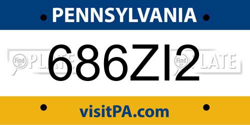 686ZI2 Pennsylvania License Plate
