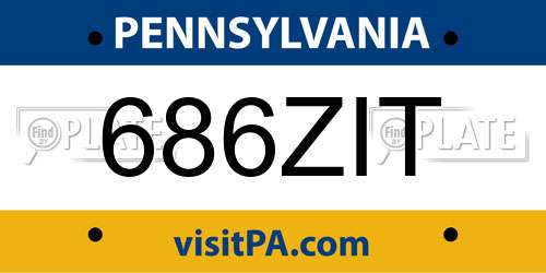 686ZIT Pennsylvania License Plate