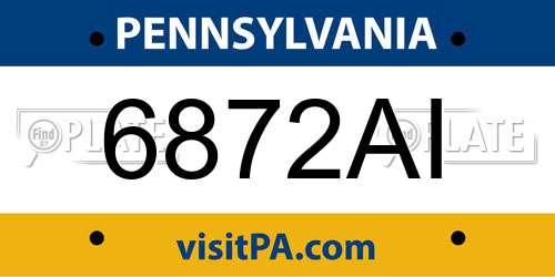 6872AI Pennsylvania License Plate