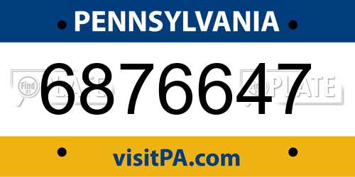 6876647 Pennsylvania License Plate