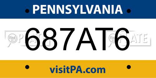 687AT6 Pennsylvania License Plate