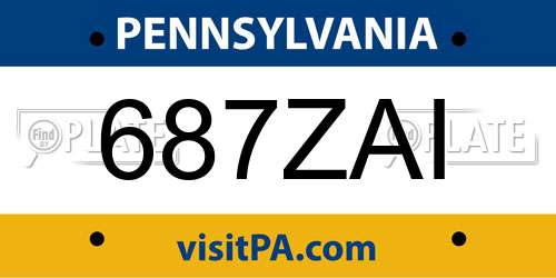 687ZAI Pennsylvania License Plate
