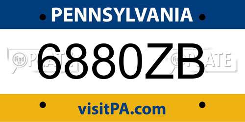 6880ZB Pennsylvania License Plate