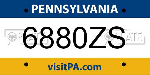 6880ZS Pennsylvania License Plate
