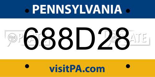 688D28 Pennsylvania License Plate