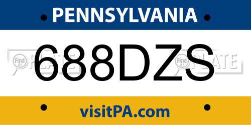688DZS Pennsylvania License Plate