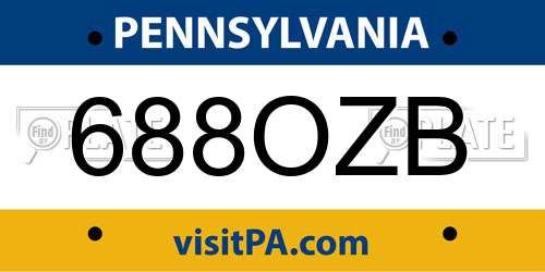 688OZB Pennsylvania License Plate