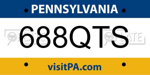 688QTS Pennsylvania License Plate