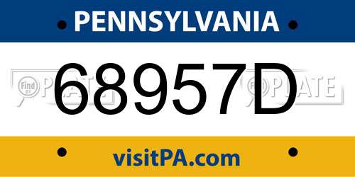 68957D Pennsylvania License Plate