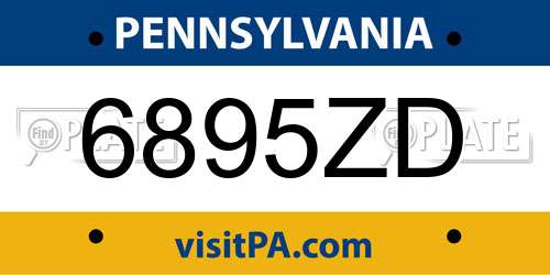 6895ZD Pennsylvania License Plate