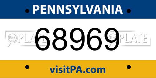 68969 Pennsylvania License Plate