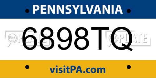 6898TQ Pennsylvania License Plate