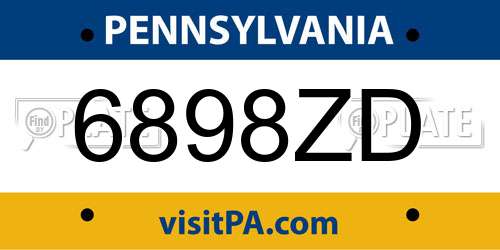 6898ZD Pennsylvania License Plate