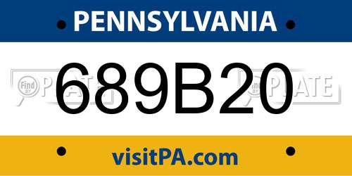 689B20 Pennsylvania License Plate