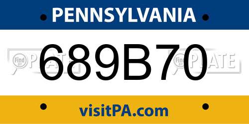 689B70 Pennsylvania License Plate