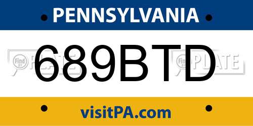 689BTD Pennsylvania License Plate