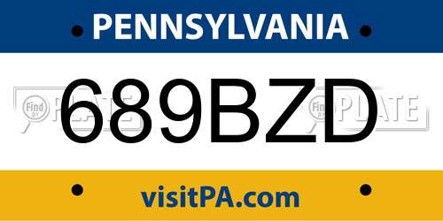 689BZD Pennsylvania License Plate