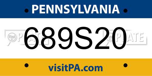 689S20 Pennsylvania License Plate