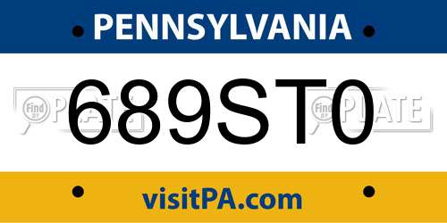 689ST0 Pennsylvania License Plate