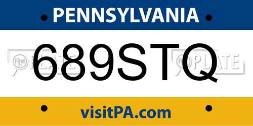 689STQ Pennsylvania License Plate