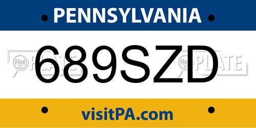 689SZD Pennsylvania License Plate