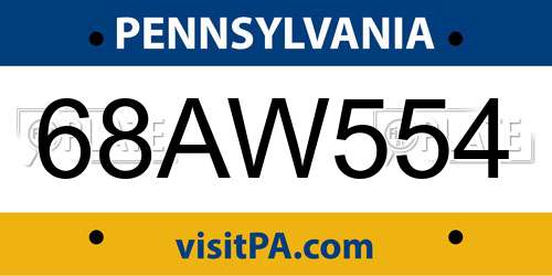 68AW554 Pennsylvania License Plate