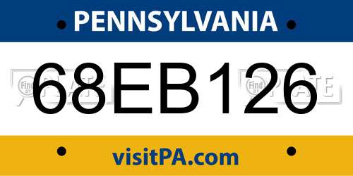 68EB126 Pennsylvania License Plate