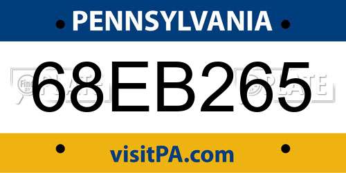 68EB265 Pennsylvania License Plate