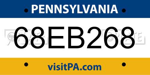 68EB268 Pennsylvania License Plate
