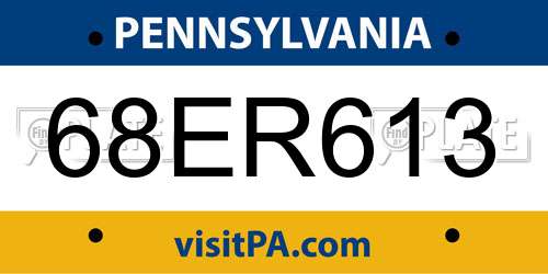 68ER613 Pennsylvania License Plate