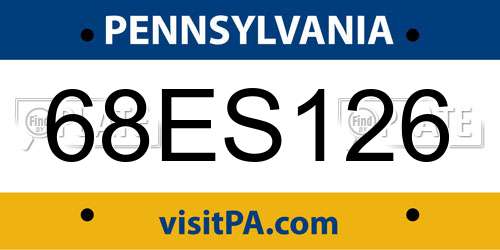 68ES126 Pennsylvania License Plate