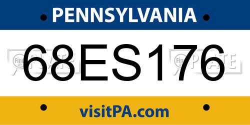 68ES176 Pennsylvania License Plate