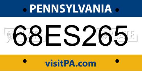 68ES265 Pennsylvania License Plate
