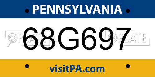 68G697 Pennsylvania License Plate