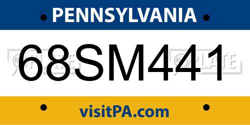 68SM441 Pennsylvania License Plate