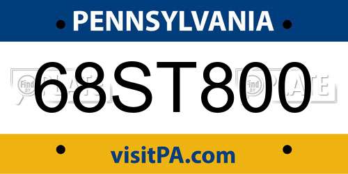 68ST800 Pennsylvania License Plate