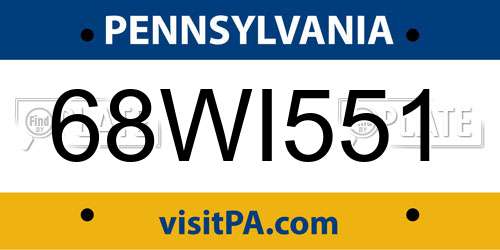 68WI551 Pennsylvania License Plate