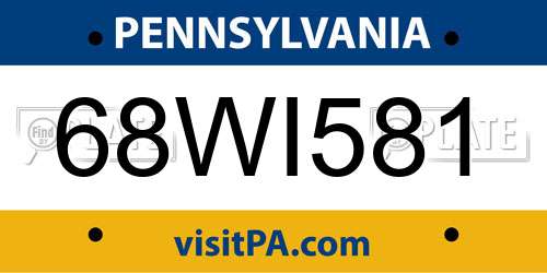 68WI581 Pennsylvania License Plate