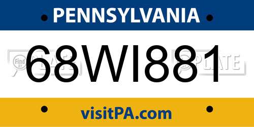 68WI881 Pennsylvania License Plate