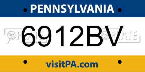 6912BV Pennsylvania License Plate