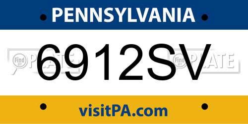 6912SV Pennsylvania License Plate
