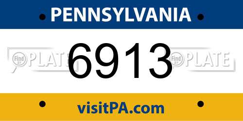 6913 Pennsylvania License Plate