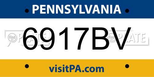 6917BV Pennsylvania License Plate