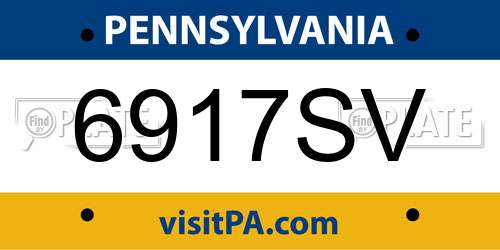 6917SV Pennsylvania License Plate