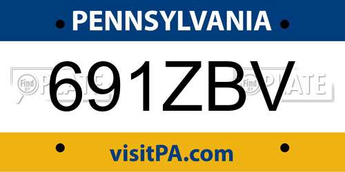 691ZBV Pennsylvania License Plate