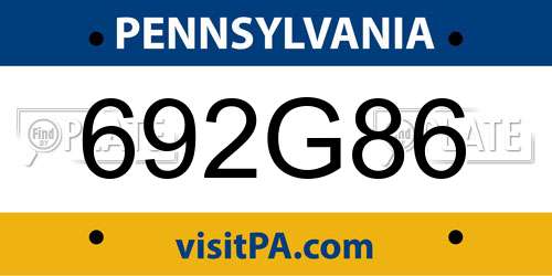 692G86 Pennsylvania License Plate