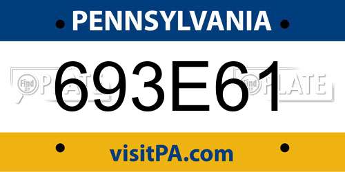 693E61 Pennsylvania License Plate