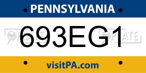 693EG1 Pennsylvania License Plate